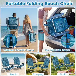 5 adjustable backrest positions for personalized comfort<br>Easy armrest lift mechanism for quick reclining changes<br>Side cup holder and mesh pocket keep essentials handy<br>Zippered insulated cooler bag maintains drinks cold longer<br>Dual-purpose supp