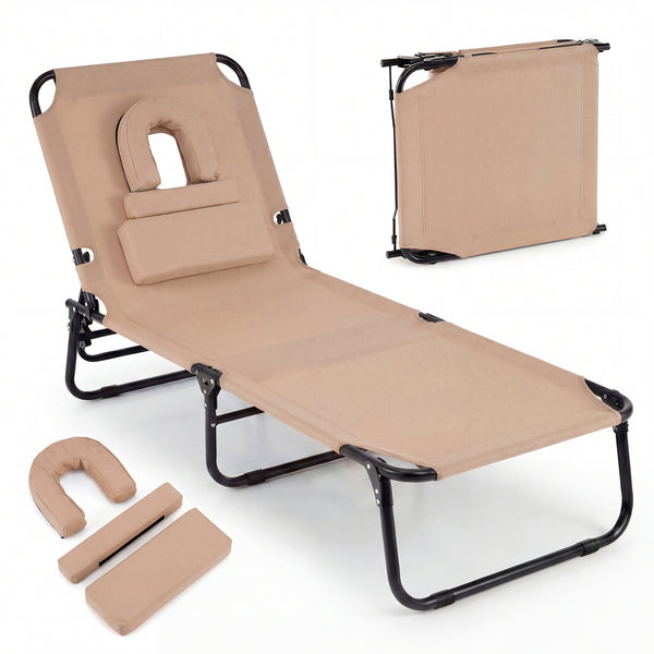 4-position adjustable backrest allows you to sit up  recline  and lay down<br>Safe locking device for firm backrest fixation<br>Powder-coated metal frame with U-shaped legs for extra sturdiness<br>Made of 500D Oxford fabric  wear-resistant and breathable<