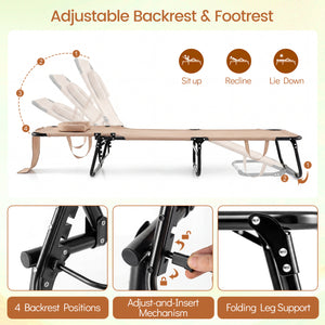 4-position adjustable backrest allows you to sit up  recline  and lay down<br>Safe locking device for firm backrest fixation<br>Powder-coated metal frame with U-shaped legs for extra sturdiness<br>Made of 500D Oxford fabric  wear-resistant and breathable<