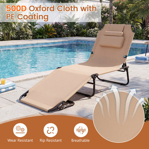 4-position adjustable backrest allows you to sit up  recline  and lay down<br>Safe locking device for firm backrest fixation<br>Powder-coated metal frame with U-shaped legs for extra sturdiness<br>Made of 500D Oxford fabric  wear-resistant and breathable<
