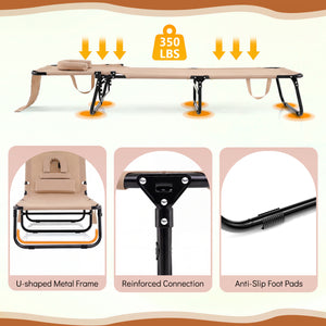 4-position adjustable backrest allows you to sit up  recline  and lay down<br>Safe locking device for firm backrest fixation<br>Powder-coated metal frame with U-shaped legs for extra sturdiness<br>Made of 500D Oxford fabric  wear-resistant and breathable<