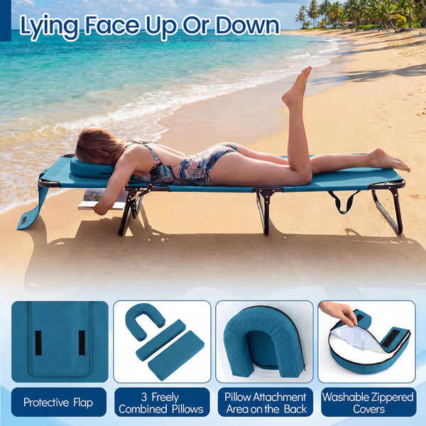 4-position adjustable backrest allows you to sit up  recline  and lay down<br>Safe locking device for firm backrest fixation<br>Powder-coated metal frame with U-shaped legs for extra sturdiness<br>Made of 500D Oxford fabric  wear-resistant and breathable<