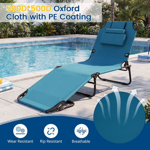 4-position adjustable backrest allows you to sit up  recline  and lay down<br>Safe locking device for firm backrest fixation<br>Powder-coated metal frame with U-shaped legs for extra sturdiness<br>Made of 500D Oxford fabric  wear-resistant and breathable<