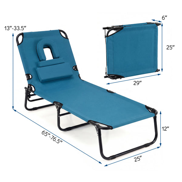 4-position adjustable backrest allows you to sit up  recline  and lay down<br>Safe locking device for firm backrest fixation<br>Powder-coated metal frame with U-shaped legs for extra sturdiness<br>Made of 500D Oxford fabric  wear-resistant and breathable<