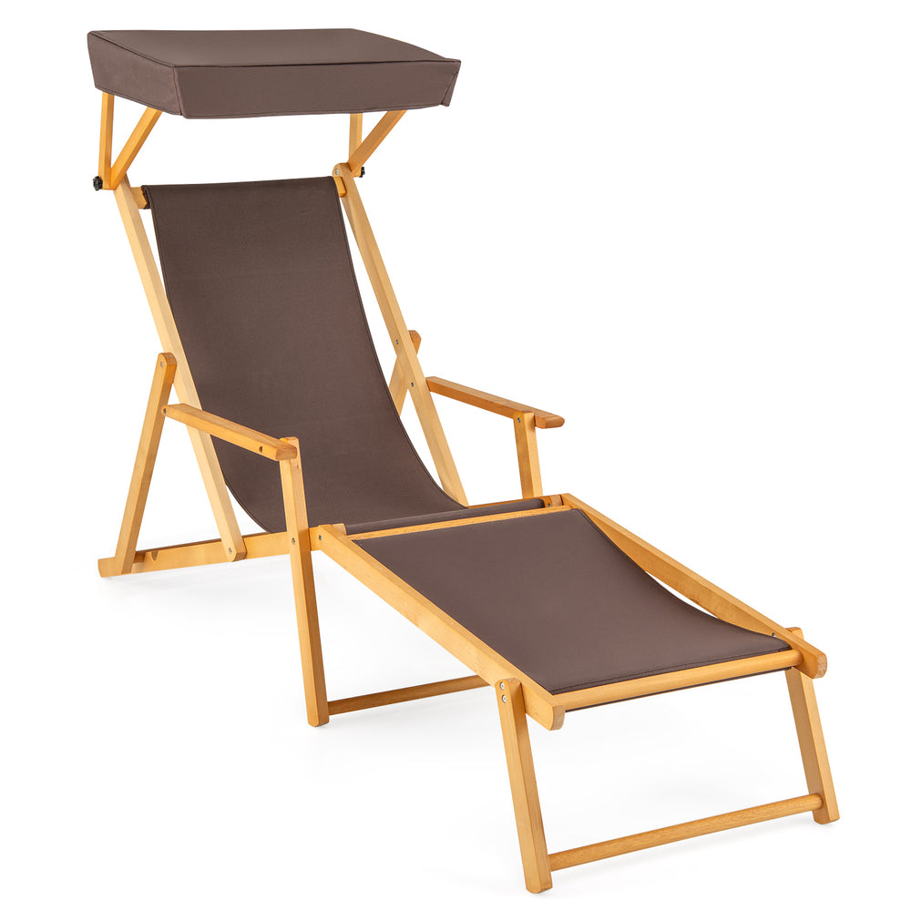 Angle adjustable canopy provides you with optimal protection<br>4-position adjustable backrest gratifies your different requirements<br>Solid birch wood frame for anti-fading and anti-cracking performance<br>High-quality oxford fabric with PVC coating ens