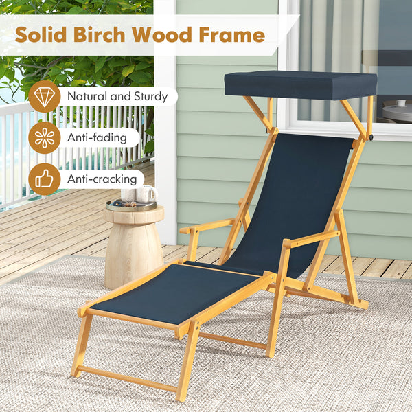Angle adjustable canopy provides you with optimal protection<br>4-position adjustable backrest gratifies your different requirements<br>Solid birch wood frame for anti-fading and anti-cracking performance<br>High-quality oxford fabric with PVC coating ens