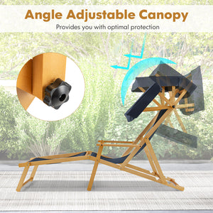 Angle adjustable canopy provides you with optimal protection<br>4-position adjustable backrest gratifies your different requirements<br>Solid birch wood frame for anti-fading and anti-cracking performance<br>High-quality oxford fabric with PVC coating ens