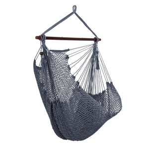 Triple-strand polyester rope ensures breathable comfort<br>Stretchable seat design offers spacious sitting or lying space<br>Strong metal spreader bar supports up to 330 lbs safely<br>Reinforced hanging loops and anti-slip grooves enhance stability<br>Car
