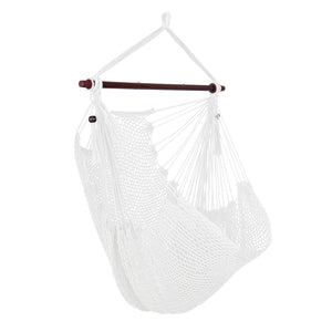 Triple-strand polyester rope ensures breathable comfort<br>Stretchable seat design offers spacious sitting or lying space<br>Strong metal spreader bar supports up to 330 lbs safely<br>Reinforced hanging loops and anti-slip grooves enhance stability<br>Car