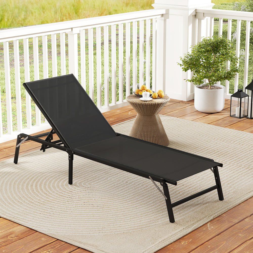 Please protect the lounge chairs with cover in rainy days for longer using<br>5-level adjustable backrest meets different requirements<br>Back adjustment device makes it easy to fix and adjust<br>High backrest offers comfortable back support<br>Lay down t
