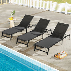 Please protect the lounge chairs with cover in rainy days for longer using<br>5-level adjustable backrest meets different requirements<br>Back adjustment device makes it easy to fix and adjust<br>High backrest offers comfortable back support<br>Lay down t