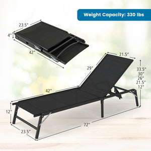 Please protect the lounge chairs with cover in rainy days for longer using<br>5-level adjustable backrest meets different requirements<br>Back adjustment device makes it easy to fix and adjust<br>High backrest offers comfortable back support<br>Lay down t