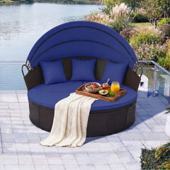 Spacious and comfortable seat for lying down<br>Convertible design for versatile use as a conversation set<br>Cozy cushions and pillows with high-density fillings<br>Easy maintenance with smooth zippers on cushions<br>Adjustable and retractable canopy for