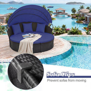 Spacious and comfortable seat for lying down<br>Convertible design for versatile use as a conversation set<br>Cozy cushions and pillows with high-density fillings<br>Easy maintenance with smooth zippers on cushions<br>Adjustable and retractable canopy for