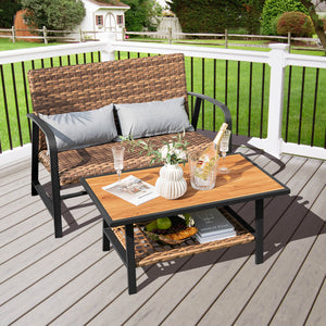 Make rain seep directly from top to bottom thanks to 4D air fiber cushion<br>The DPC tabletop is high temperature resistant for outdoor use <br>Hand-woven mix brown PE rattan for fade resistance and sun protection<br>Sturdy metal frame with anti-slip foot