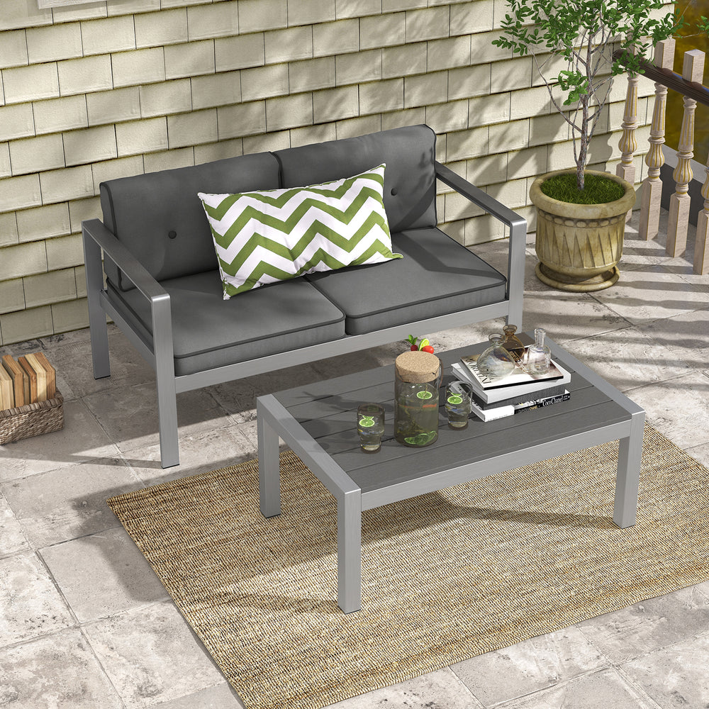 Wide sitting area allows you to sit at ease<br>Soft seat and back cushions bring more comfort<br>Hook and loop fastener connect the cushions as a whole<br>Zipper design for easy maintenance of the cushion covers<br>Aluminum frame is sturdy yet lightweight