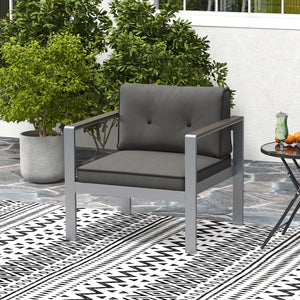 Wide sitting area with ergonomic design relieves your fatigue<br>Soft seat and back cushions bring more comfort<br>Hook and loop fastener connect the cushions as a whole<br>Zipper design for easy maintenance of the cushion covers<br>Aluminum frame is stur