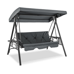 Perfect as a swing chair or a flat bed<br>60.5" wide seat accommodates up to 3 people<br>High-strength metal frame supports up to 1000 lbs<br>Large canopy offers considerate sun protection<br>Twist the knob to easily adjust the canopy angle<br>Comes with 
