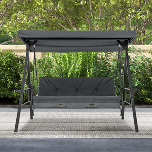 Perfect as a swing chair or a flat bed<br>60.5" wide seat accommodates up to 3 people<br>High-strength metal frame supports up to 1000 lbs<br>Large canopy offers considerate sun protection<br>Twist the knob to easily adjust the canopy angle<br>Comes with 