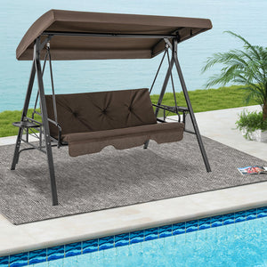 Perfect as a swing chair or a flat bed<br>60.5" wide seat accommodates up to 3 people<br>High-strength metal frame supports up to 1000 lbs<br>Large canopy offers considerate sun protection<br>Twist the knob to easily adjust the canopy angle<br>Comes with 