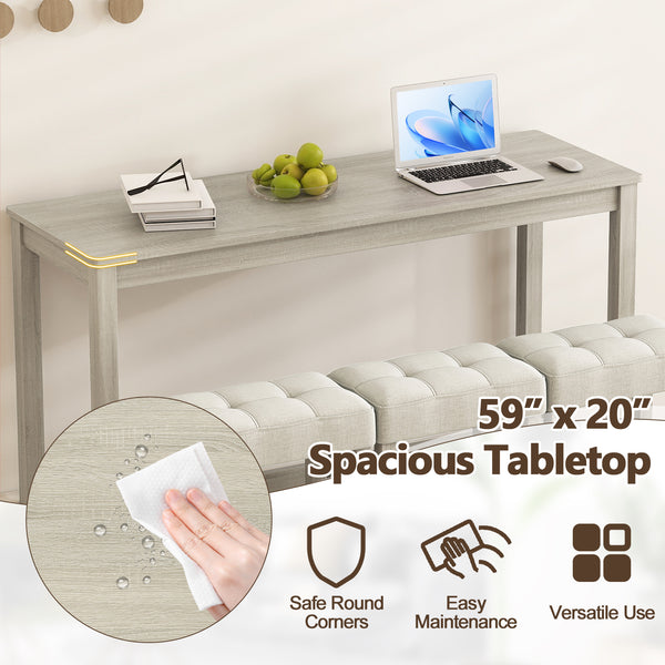 4-piece bar table set is a space-saving solution for your space<br>Stools can be stored under the table when not in use<br>Solid rubber wood legs with reinforced crossbars for a reliable construction<br>Non-slip foot pads for added stability<br>Side charg