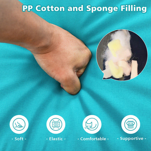 High resilience cotton for better sitting experience<br>Rope belts can firmly fix the seat cushion and are not easy to misplace during use<br>The thick and soft backrest can relieve waist soreness<br>The sun-proof function is ideal for both indoor and out