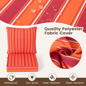 High resilience cotton for better sitting experience<br>Rope belts can firmly fix the seat cushion and are not easy to misplace during use<br>The thick and soft backrest can relieve waist soreness<br>The sun-proof function is ideal for both indoor and out