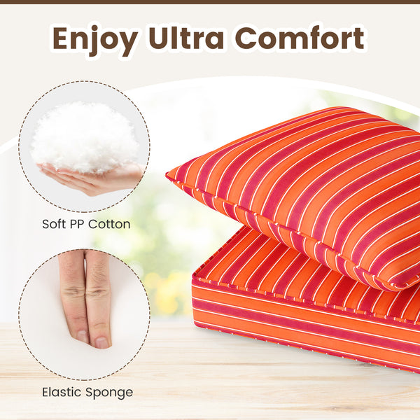 High resilience cotton for better sitting experience<br>Rope belts can firmly fix the seat cushion and are not easy to misplace during use<br>The thick and soft backrest can relieve waist soreness<br>The sun-proof function is ideal for both indoor and out