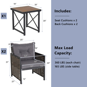 Package includes 2 x Chairs  1 x Table  2 x Seat Cushions  2 x Back Cushions  1 x Instruction <br>Ergonomic seat with inclined backrest for much comfort <br>Soft seat and back cushions make the seat cozier to sit <br>Easy to remove and clean the cover of 