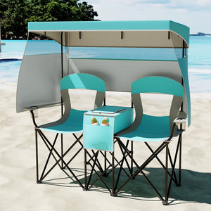 Utilize 1 back flip and 2 side shades for added sun coverage<br>3 shading curtains and the seats feature breathable mesh for ventilation<br>3 curtains feature a roll-up design  hook and loop fasteners to secure<br>Equipped with a silver-coated canopy  off