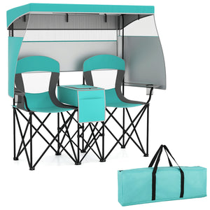 Utilize 1 back flip and 2 side shades for added sun coverage<br>3 shading curtains and the seats feature breathable mesh for ventilation<br>3 curtains feature a roll-up design  hook and loop fasteners to secure<br>Equipped with a silver-coated canopy  off