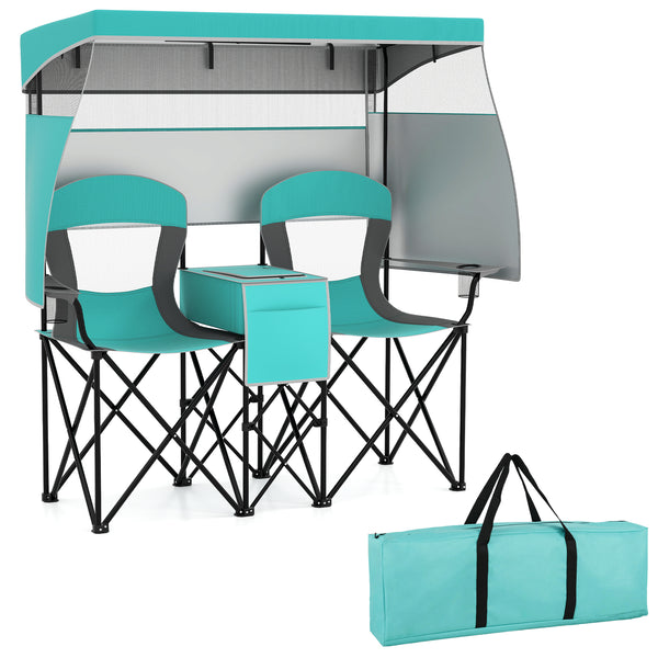 Utilize 1 back flip and 2 side shades for added sun coverage<br>3 shading curtains and the seats feature breathable mesh for ventilation<br>3 curtains feature a roll-up design  hook and loop fasteners to secure<br>Equipped with a silver-coated canopy  off