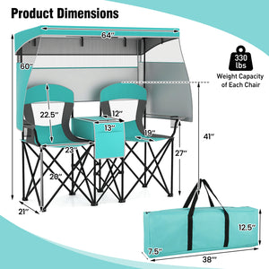 Utilize 1 back flip and 2 side shades for added sun coverage<br>3 shading curtains and the seats feature breathable mesh for ventilation<br>3 curtains feature a roll-up design  hook and loop fasteners to secure<br>Equipped with a silver-coated canopy  off