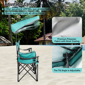Utilize 1 back flip and 2 side shades for added sun coverage<br>3 shading curtains and the seats feature breathable mesh for ventilation<br>3 curtains feature a roll-up design  hook and loop fasteners to secure<br>Equipped with a silver-coated canopy  off