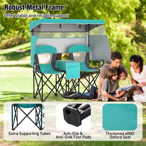 Utilize 1 back flip and 2 side shades for added sun coverage<br>3 shading curtains and the seats feature breathable mesh for ventilation<br>3 curtains feature a roll-up design  hook and loop fasteners to secure<br>Equipped with a silver-coated canopy  off