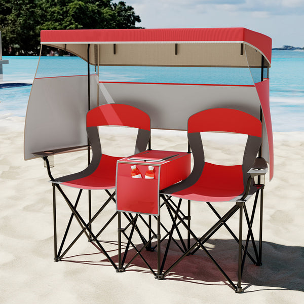 Utilize 1 back flip and 2 side shades for added sun coverage<br>3 shading curtains and the seats feature breathable mesh for ventilation<br>3 curtains feature a roll-up design  hook and loop fasteners to secure<br>Equipped with a silver-coated canopy  off