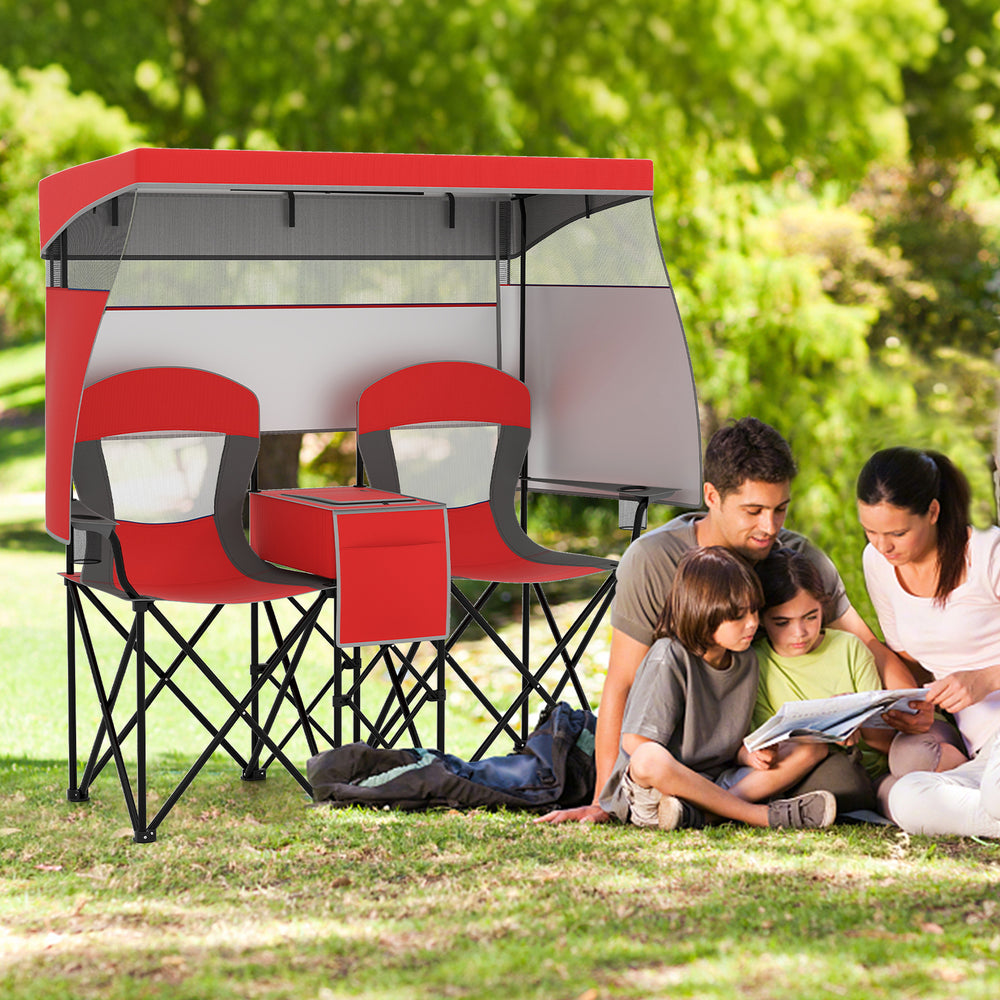 Utilize 1 back flip and 2 side shades for added sun coverage<br>3 shading curtains and the seats feature breathable mesh for ventilation<br>3 curtains feature a roll-up design  hook and loop fasteners to secure<br>Equipped with a silver-coated canopy  off