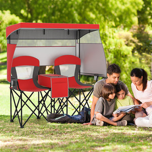 Utilize 1 back flip and 2 side shades for added sun coverage<br>3 shading curtains and the seats feature breathable mesh for ventilation<br>3 curtains feature a roll-up design  hook and loop fasteners to secure<br>Equipped with a silver-coated canopy  off
