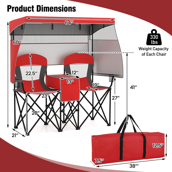 Utilize 1 back flip and 2 side shades for added sun coverage<br>3 shading curtains and the seats feature breathable mesh for ventilation<br>3 curtains feature a roll-up design  hook and loop fasteners to secure<br>Equipped with a silver-coated canopy  off