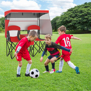 Utilize 1 back flip and 2 side shades for added sun coverage<br>3 shading curtains and the seats feature breathable mesh for ventilation<br>3 curtains feature a roll-up design  hook and loop fasteners to secure<br>Equipped with a silver-coated canopy  off
