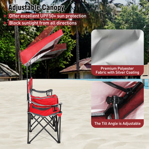 Utilize 1 back flip and 2 side shades for added sun coverage<br>3 shading curtains and the seats feature breathable mesh for ventilation<br>3 curtains feature a roll-up design  hook and loop fasteners to secure<br>Equipped with a silver-coated canopy  off