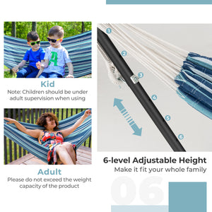 Make it fit your whole family with 6-level adjustable height<br>The selected fabric is breathable  skin-friendly and durable<br>Designed for portability with 2 included carrying cases<br>Reinforced metal support rings for the well-made details of the hamm