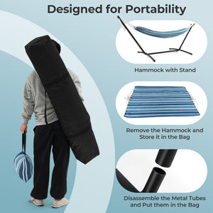 Make it fit your whole family with 6-level adjustable height<br>The selected fabric is breathable  skin-friendly and durable<br>Designed for portability with 2 included carrying cases<br>Reinforced metal support rings for the well-made details of the hamm
