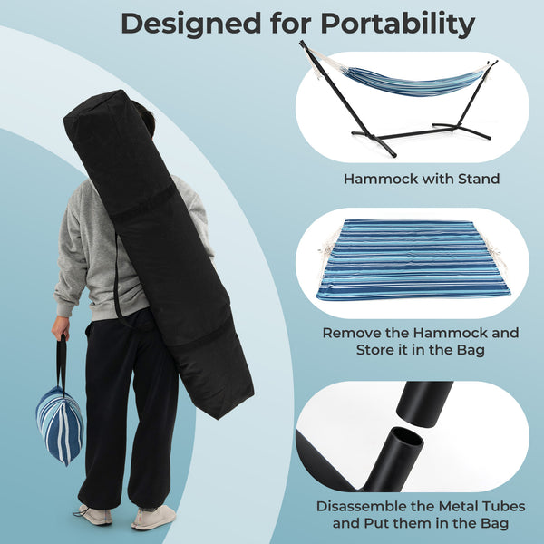Make it fit your whole family with 6-level adjustable height<br>The selected fabric is breathable  skin-friendly and durable<br>Designed for portability with 2 included carrying cases<br>Reinforced metal support rings for the well-made details of the hamm
