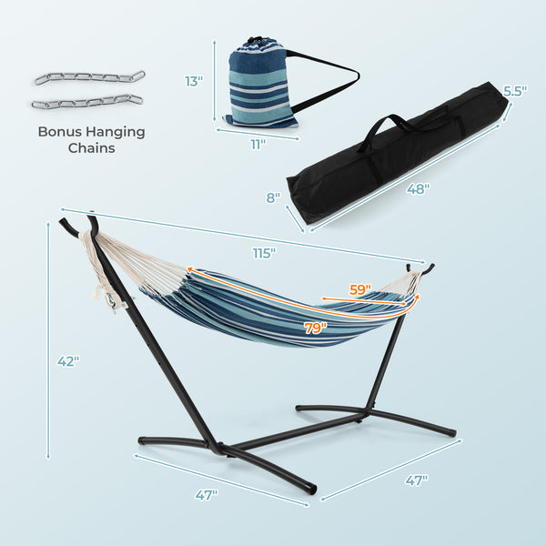 Make it fit your whole family with 6-level adjustable height<br>The selected fabric is breathable  skin-friendly and durable<br>Designed for portability with 2 included carrying cases<br>Reinforced metal support rings for the well-made details of the hamm