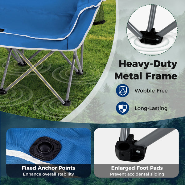 Boasts a heavy-duty metal frame that is wobble-free and long-lasting<br>Comfortable backrest  additional armrests  and wide seat surface for comfort<br>Skin-friendly oxford cloth is PVC-coated  tear-proof  wear-proof  and anti-fading<br>2 mesh cup holders