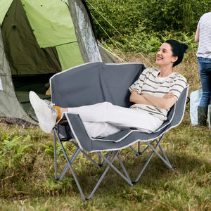 Boasts a heavy-duty metal frame that is wobble-free and long-lasting<br>Comfortable backrest  additional armrests  and wide seat surface for comfort<br>Skin-friendly oxford cloth is PVC-coated  tear-proof  wear-proof  and anti-fading<br>2 mesh cup holders