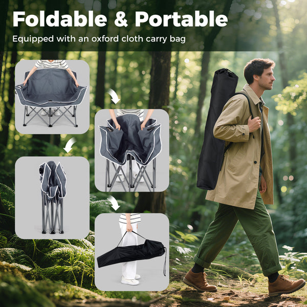 Boasts a heavy-duty metal frame that is wobble-free and long-lasting<br>Comfortable backrest  additional armrests  and wide seat surface for comfort<br>Skin-friendly oxford cloth is PVC-coated  tear-proof  wear-proof  and anti-fading<br>2 mesh cup holders
