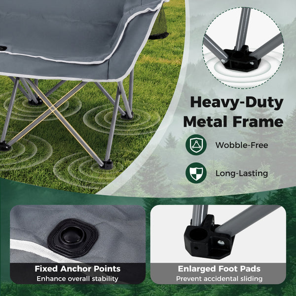 Boasts a heavy-duty metal frame that is wobble-free and long-lasting<br>Comfortable backrest  additional armrests  and wide seat surface for comfort<br>Skin-friendly oxford cloth is PVC-coated  tear-proof  wear-proof  and anti-fading<br>2 mesh cup holders