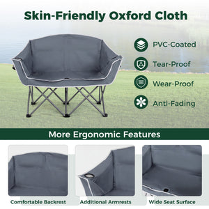 Boasts a heavy-duty metal frame that is wobble-free and long-lasting<br>Comfortable backrest  additional armrests  and wide seat surface for comfort<br>Skin-friendly oxford cloth is PVC-coated  tear-proof  wear-proof  and anti-fading<br>2 mesh cup holders